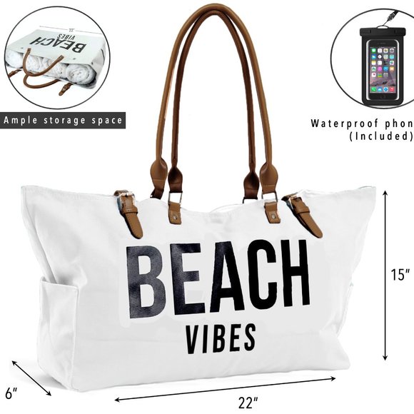 KEHO "Beach Vibes" Beach Bag (White) - Picture 9 of 12